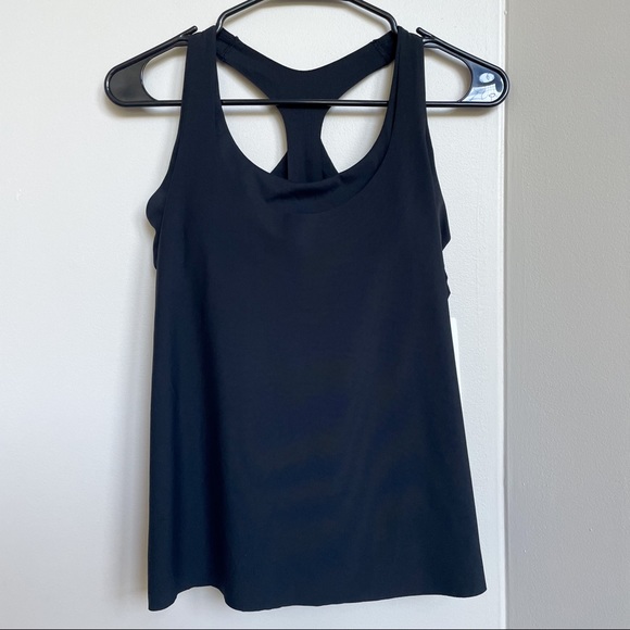 NWT Athleta 2-in-1 Ultimate Support Top Black Workout Tank + Sports Bra in One - Picture 2 of 13